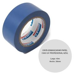 Cinta enmascarar papel C900 UV pintor profesional azul rollo x 36mm x 40m